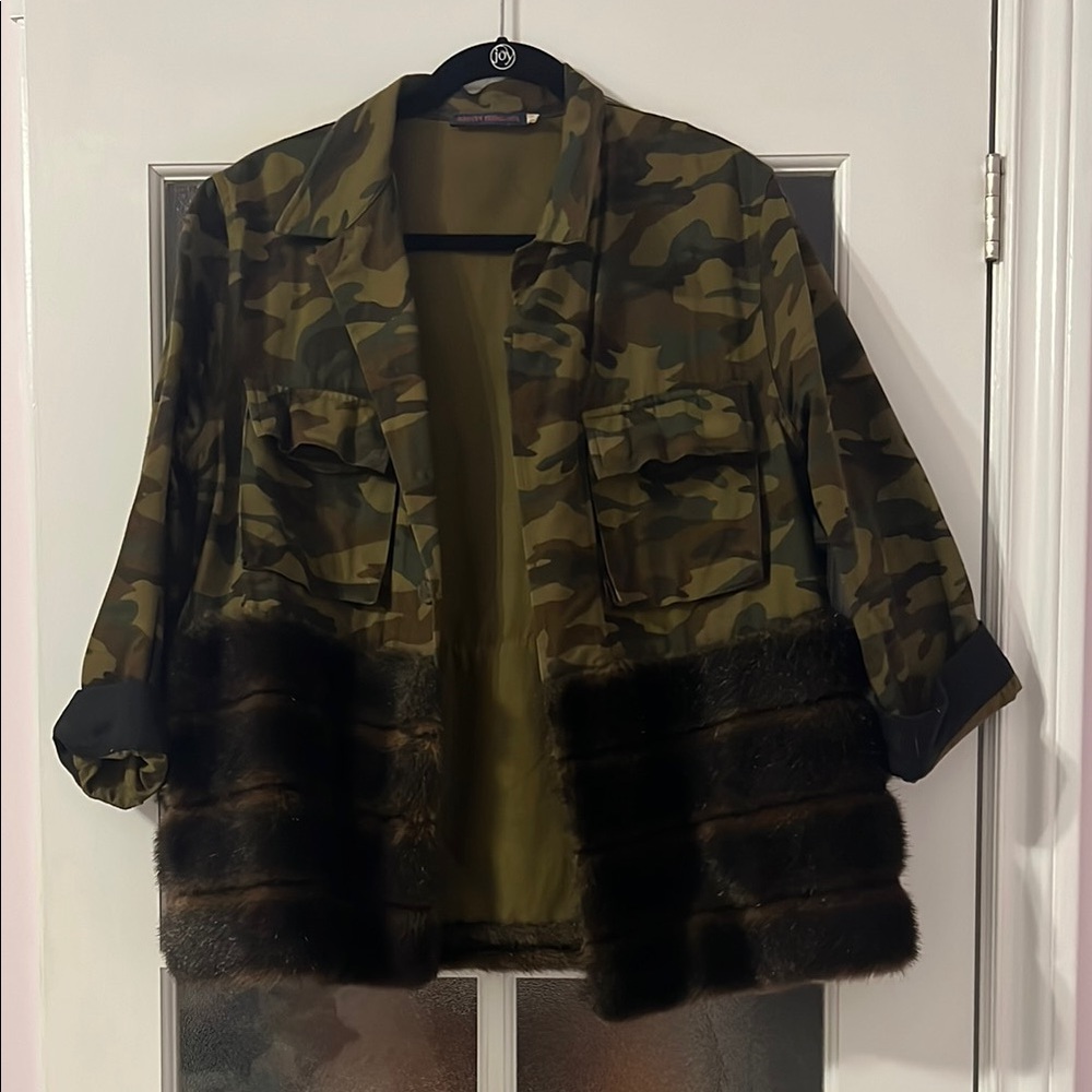 Camouflage Fur-Trimmed Jacket